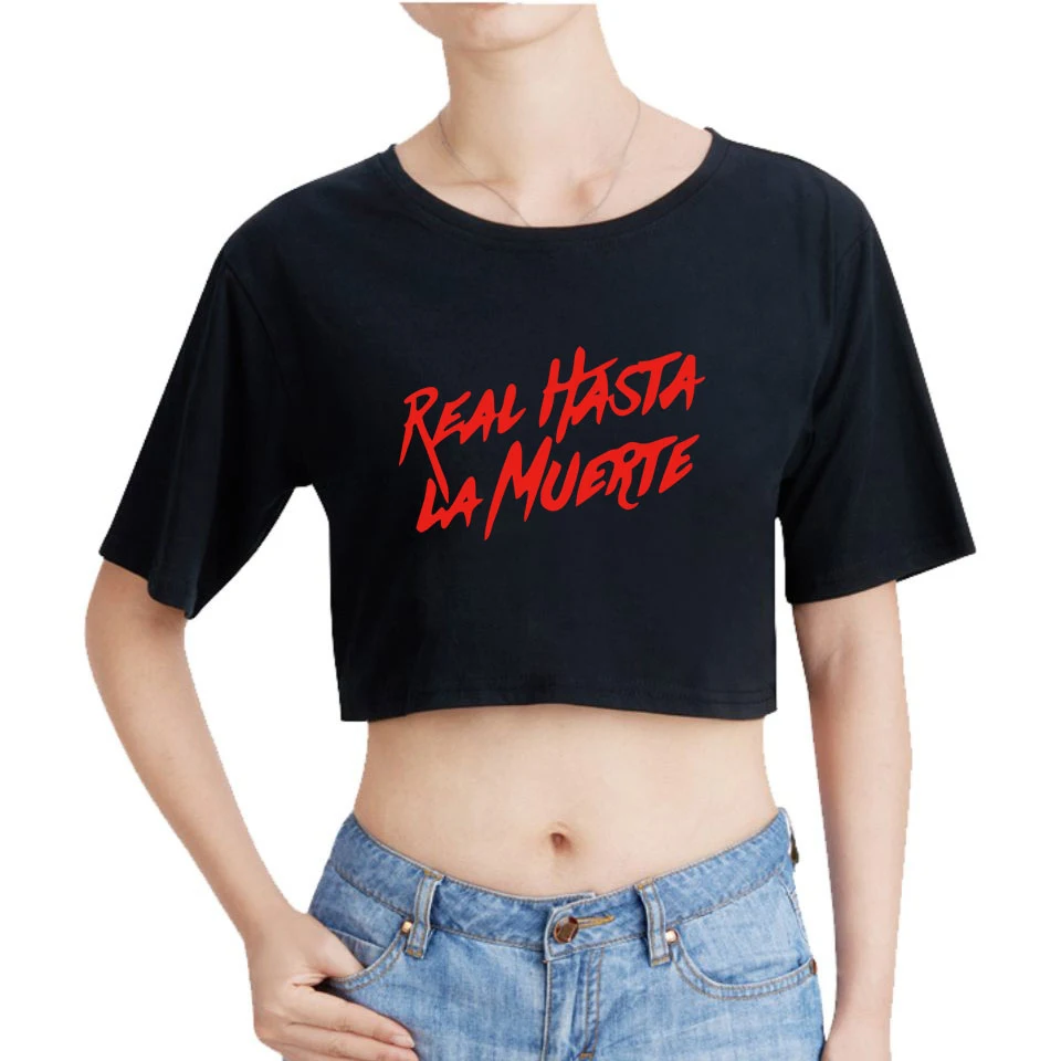 Real Hasta La Muerte 2D Anuel AA Midriff-baring футболка Женская Летняя Сексуальная Повседневная модная футболка с короткими рукавами