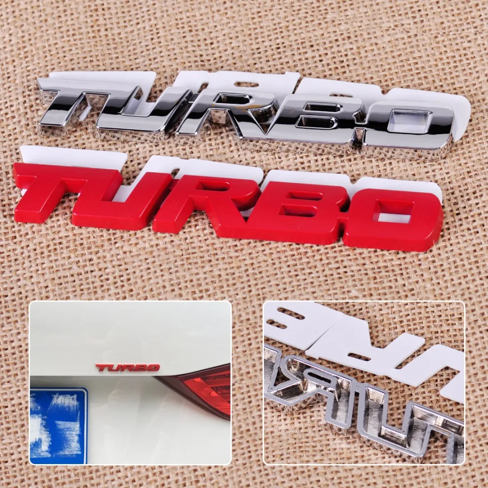

CITALL 3D Car Auto Truck Fender Body Silver / Red DIY Metal Emblem Sticker Turbo Letter Badge Logo Decal