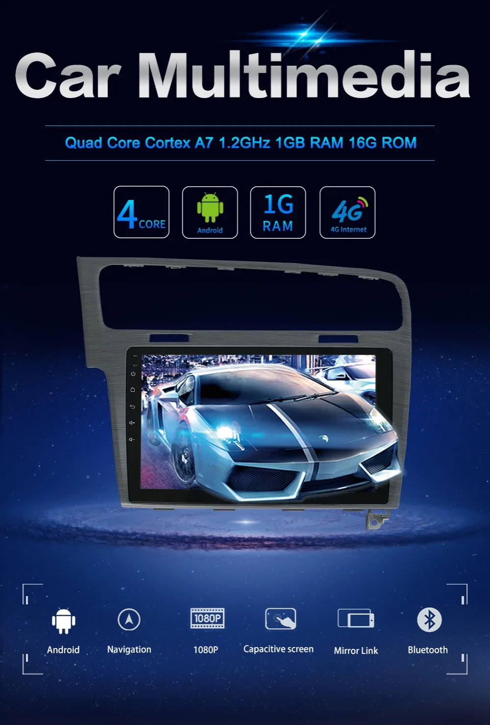Excellent Bosion 2 din For Volkswagen golf 7 2013 Android 9 Autoradio Car Multimedia Player GPS Navigation Head Unit with wifi BT RDS USB 0