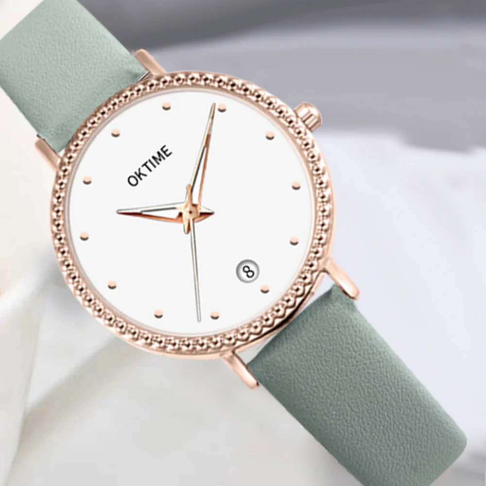 

Fashion Simple Women's watch 2019 Quartz clock Watches women girl ladies Student Calendar Alloy Case PU Leather Band Wrist Watch