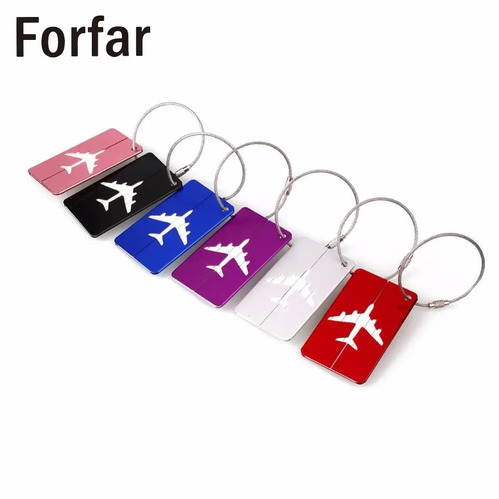 

Forfar 1Pcs Aluminum Luggage Tag Travel Boarding Aircraft Plane Shape Suitcase Tag Label Name Address Holder Hangtag Color R