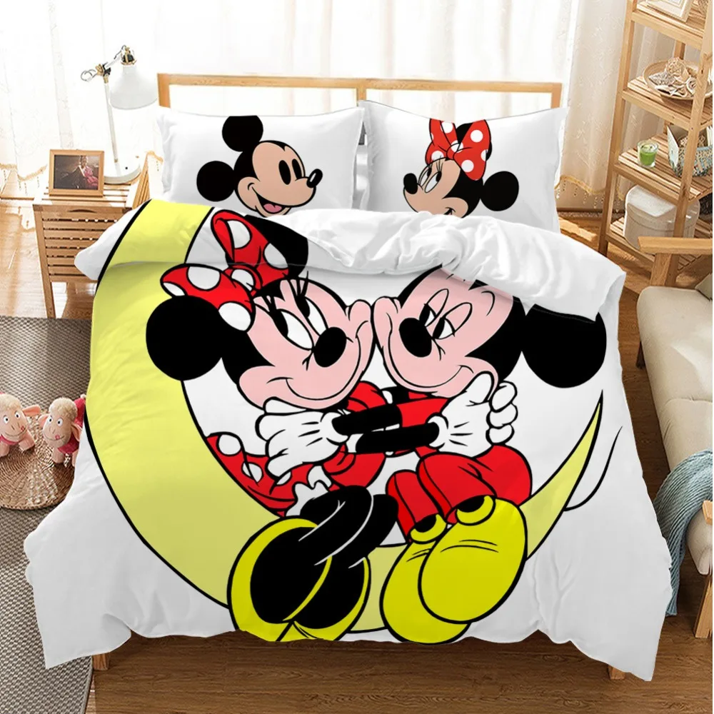 Mickey Minnie Mouse 3D Printed Bedding Sets Adult Twin Full Queen King Size White Black Bedroom Decoration Duvet Cover Set