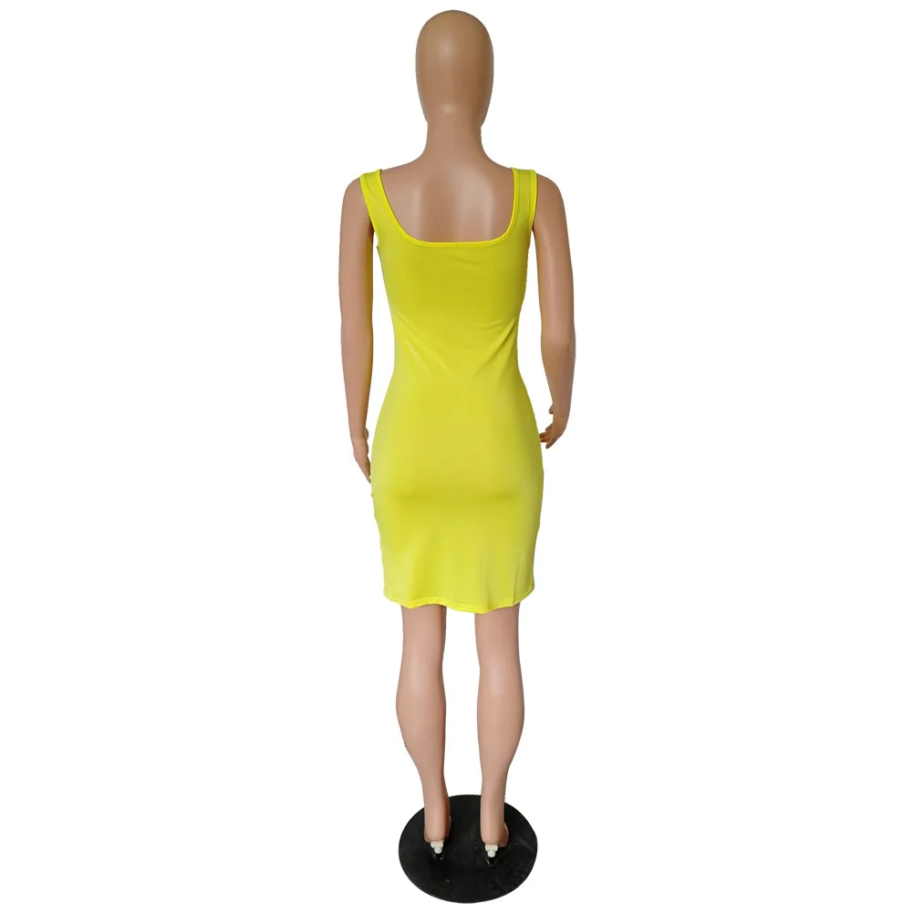 CMYAYA женское Новое однотонное платье без рукавов, облегающее мини-платье миди, повседневное уличное пляжное платье-карандаш, vestidos, 6 цветов, CMYM8399