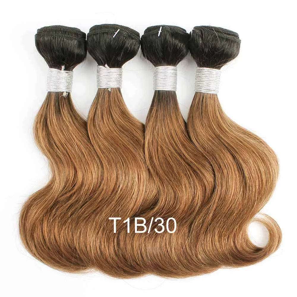 MOGUL волосы 4/6 пучки 50 г/шт. 10 12 дюймов T 1B 27 темный корень медовый блонд бразильские волнистые человеческие пучки волос не Реми