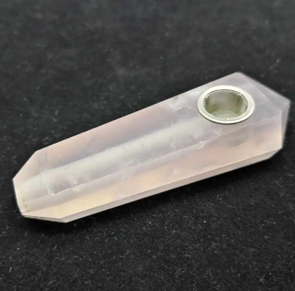 

Natural Pink Rose Quartz Crystal Smoking screen Pipe Cigarette Pipe Tobacco