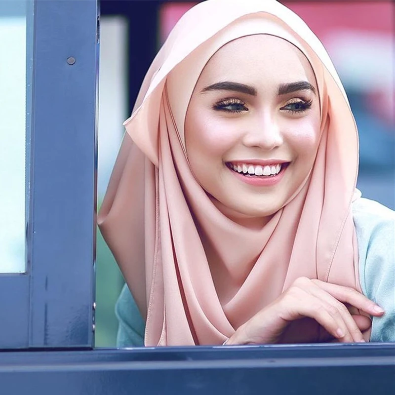 

2019 Bubble Chiffon Muslim Shawl Head Scarf Soft Plain Wrap Islamic Turban pashmina foulard femme musulman Instant Hijab Stores