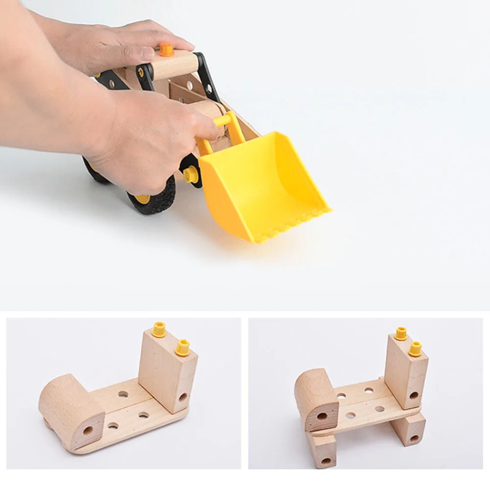 Детская 3D головоломка, отрезная игрушка в сборе, экскаватор, детская деревянная головоломка, экскаватор, 3D модель DIY, три размера