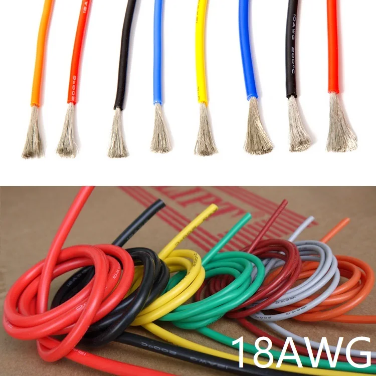 

18AWG Silicone Wire 0.75mm Square Insulated Flexible Electrical Cable Heatproof Tinned Copper Silica Gel Soft DIY Core Test Line