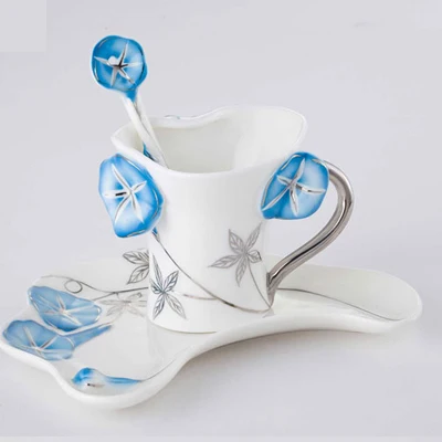 Европейская кофейная чашка, блюдце, набор, простая личность, креативная керамическая чайная чашка, блюдце, британский послеобеденный чай, посуда для напитков, кухонная посуда - Цвет: blue