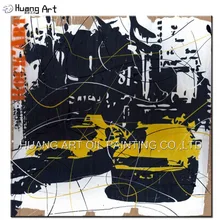 Pintados À mão Abstrata Moderna Da Cidade de Rua Paisagem Pintura A Óleo sobre Tela de Pintura para Sala de estar Decoração Da Parede Da Arte do Carro Amarelo