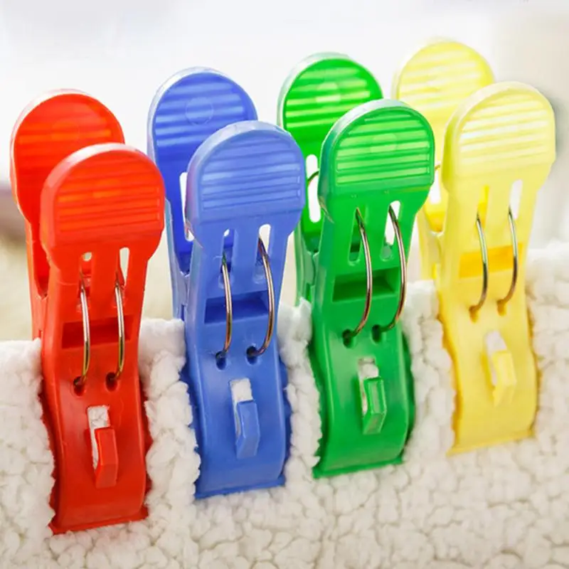 4pcs Powerful laundry clips Large windproof clip cotton quilt clothing plastic clothespin