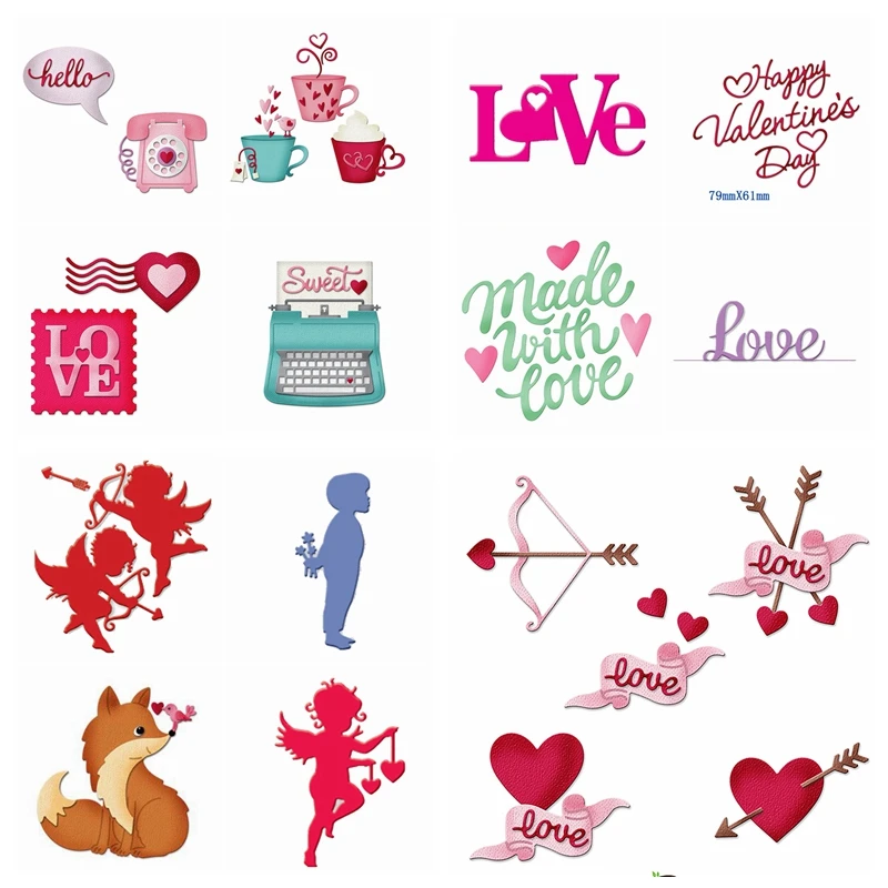 

Arrow Heart Love Valentine Ornament Metal Cutting Dies Stencils For DIY Scrapbooking Decoration Embossing Paper Cards Craft Die