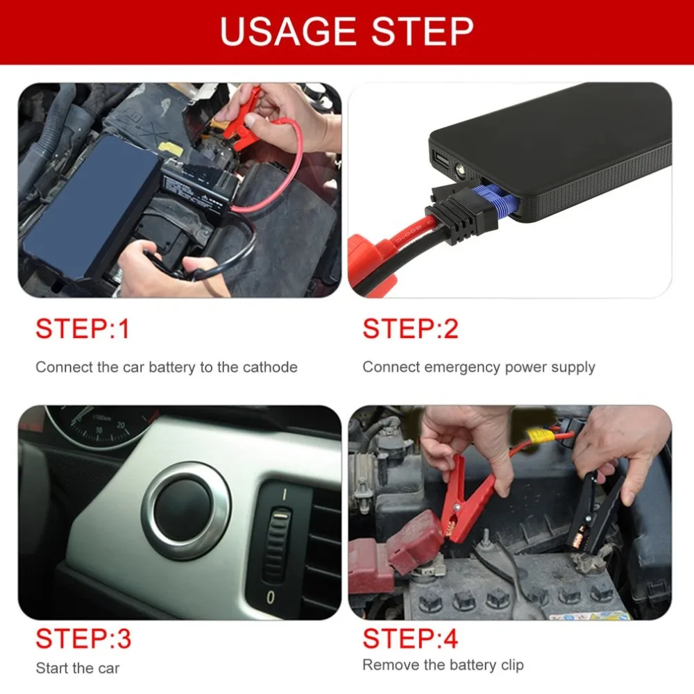 10000mAh Car Jump Starter 12V Multifunction Emergency Power Bank LED Lighting for Digital Devices Charging Drop Shipping