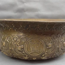 Xd 002238 1" тибетская бронзовая буддистская статуя головы дракона RuYi, курильница для благовоний, чаша с сокровищами