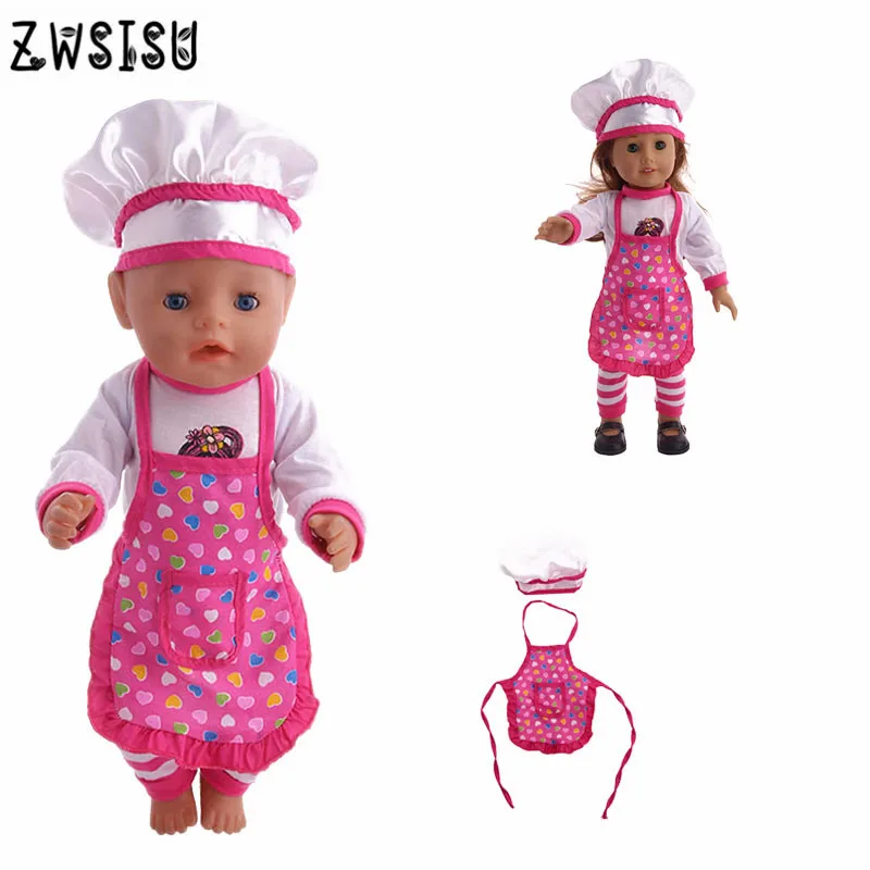 Details about   NEW GENERATION DOLL CLOTHES COOKIES MILK HEARTS APRON CHEF HAT FITS 18 INCH