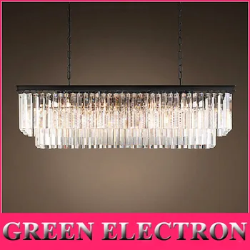

JH American Country Crystal Chandelier Dining Room Creative Rectangular Chandelier Crystal Pendant Lamp LED Lighting Chandelier