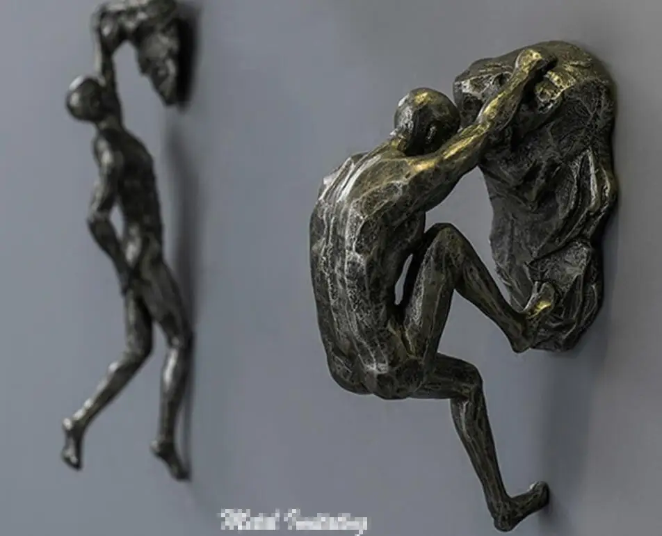 Промышленный стиль скалолазание человек Смола железная проволока Настенный декор скульптурные фигуры креативный Ретро подарок декоративная статуэтка подарок
