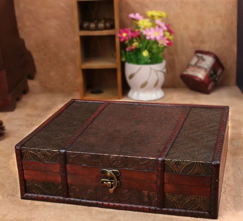 Creative Antique Book Storage Box Storage Box Wooden Retro Wooden Box