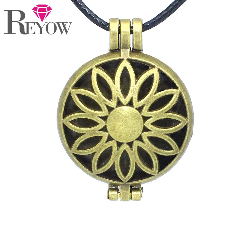 30 мм Круглый Бронзовый Полые Цветок Живая Память Фото Locket Эфирные Масла