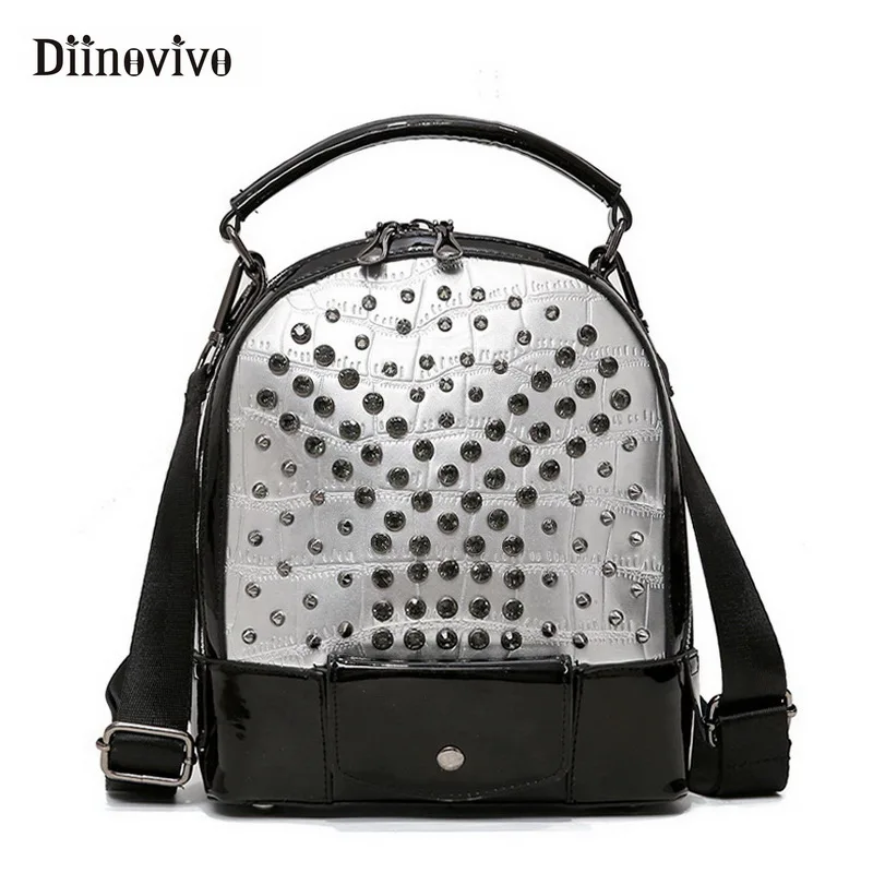 

DIINOVIVO Fashion Rivets Backpack Female 2018 New Student School Bags for Teenage Girls Women Punk Travel Bag Backpacks WHDV0797