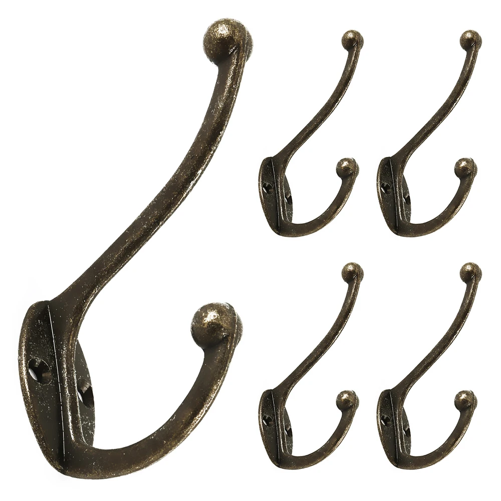 5PCS Cloth Hook Hanger Metal Wall Hanging Hook Vintage Bronze Hook