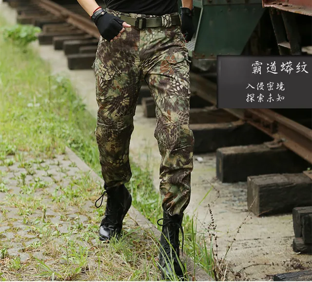 Men's Military Snake Camouflage Tactical Pants Outdoor Hiking Kryptek