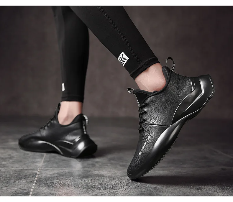 New Spring Autumn Man Walking Shoes Leather Breathable Korean Waterproof Student Damping Wear-resistant Running Shoes for Male (17)