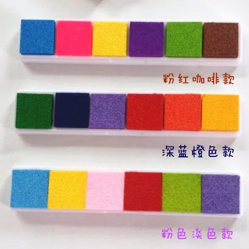 

6colors Long Colorful Inkpad Craft Oil Based Diy Ink Pads for Rubber Stamps Fabric Scrapbook Fingerprint Kids Art Supply