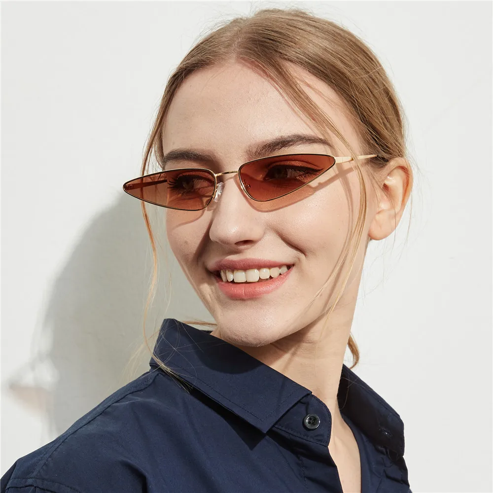 Ruosyling «кошачий глаз» Для женщин коричневый кошачий глаз солнцезащитные очки Для мужчин небольшая рамка дамы Оттенки прозрачные линзы