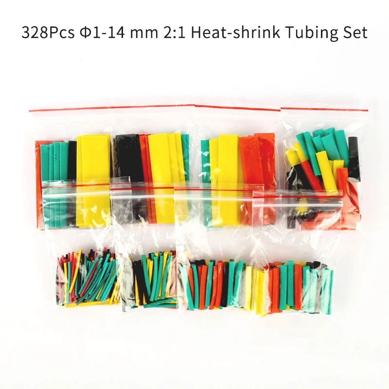 

328Pcs Φ1-14 mm 2:1 Heat-shrink Tubing Heat Shrink Heatshrink Tube Electrical Sleeving For DIY Home Car Auto