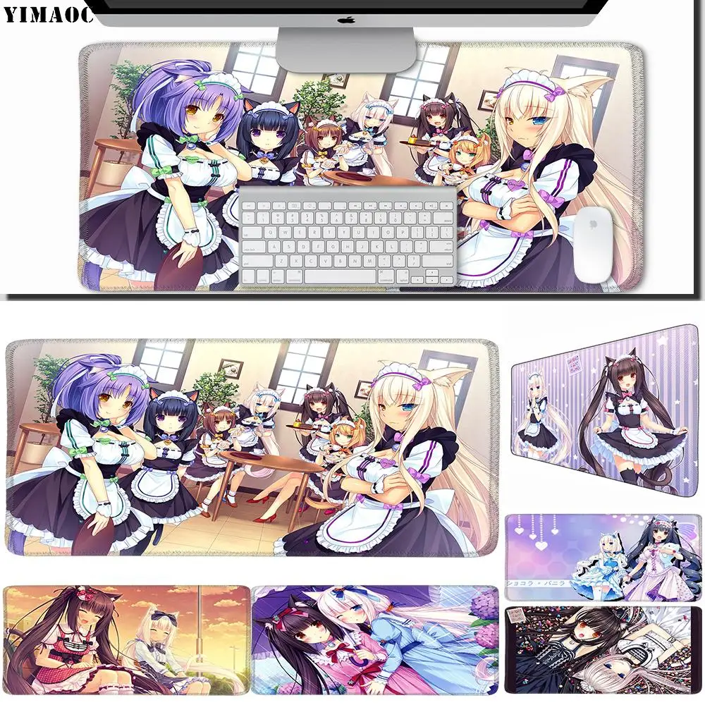 

YIMAOC 30*60 cm Large Mouse Pad Gamer Mousepad Rubber Gaming Desk Mat with Locking Edge Nekopara