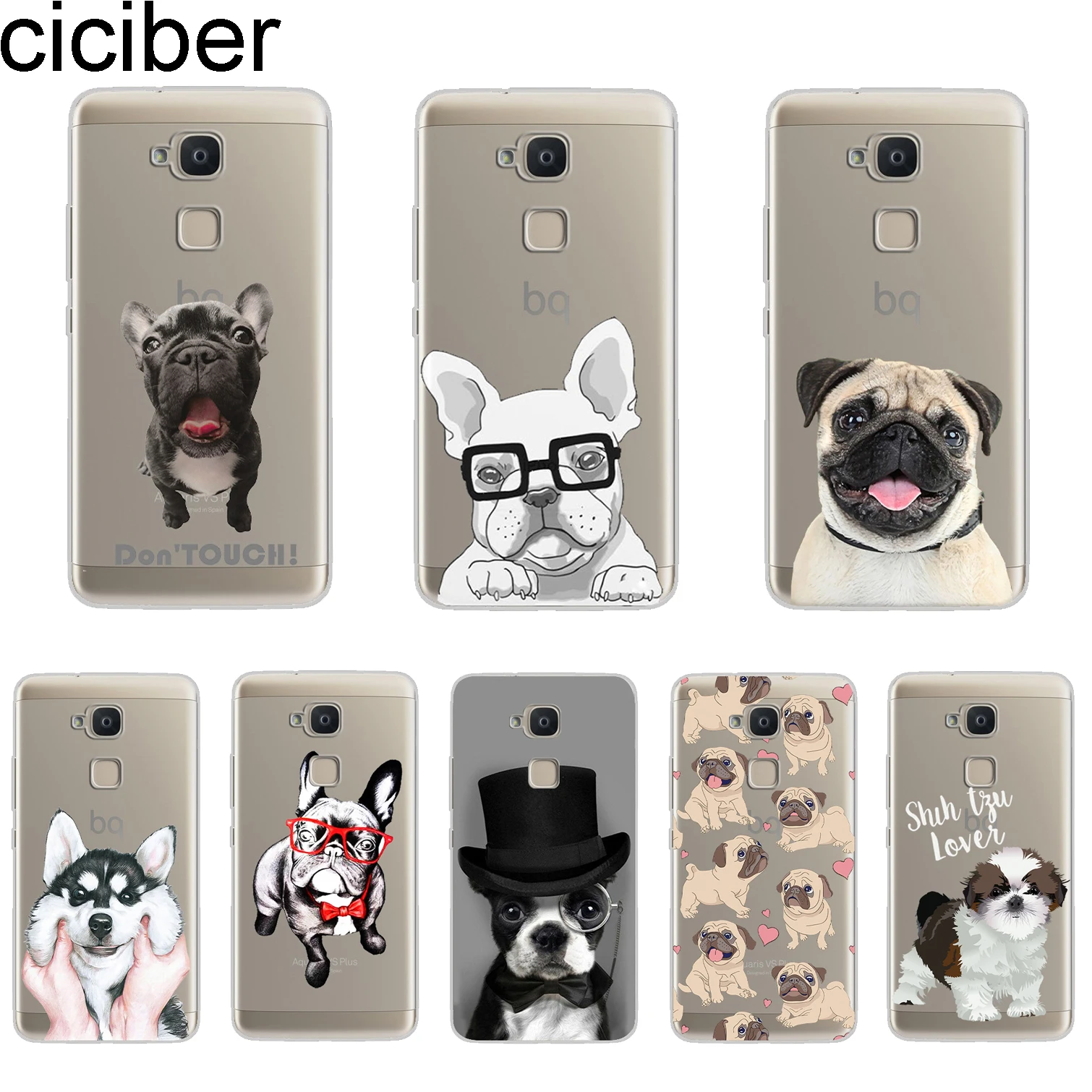 Ciciber чехол для BQ Aquaris X2 X Pro V VS U U2 Lite Plus чехлы телефонов E5 M5 M5.5 X5 Fundas TPU Pug French Bulldog |