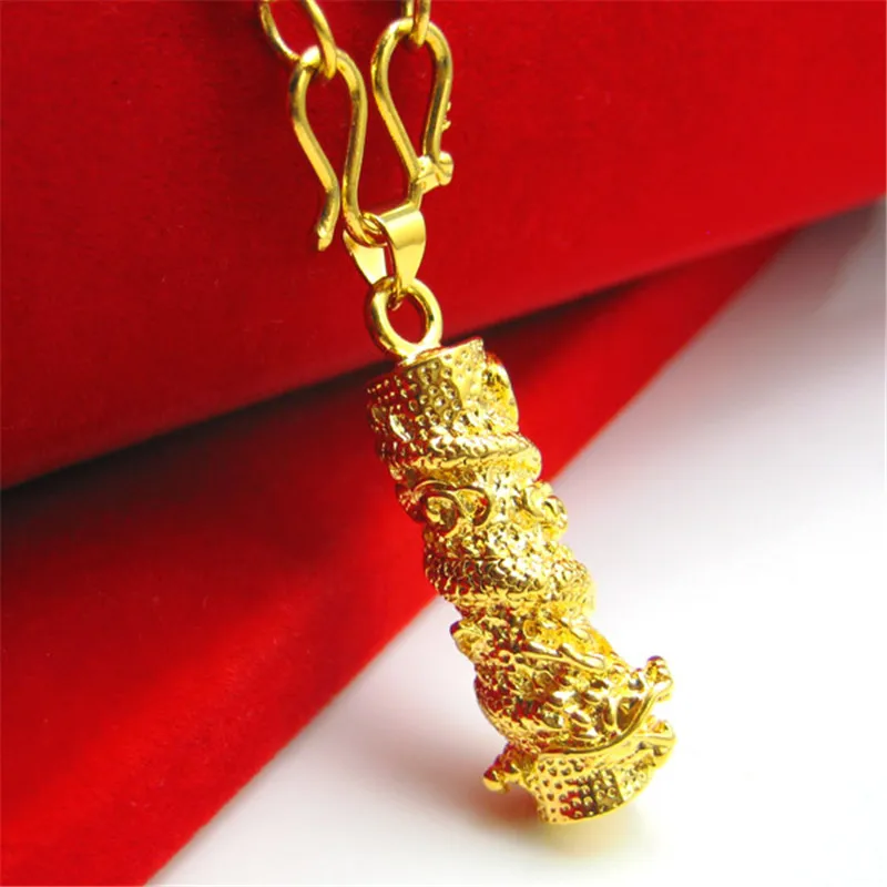 24 K покрытое драконом цилиндровое Ожерелье Нежный подарок на день рождения День Святого Валентина Модные ювелирные изделия