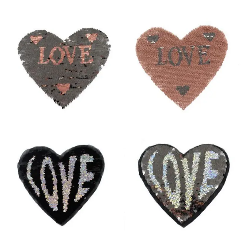 Reverse Sequin patch SEW ON Double Colors double designs Reversible Sequined Patches lentejuelas