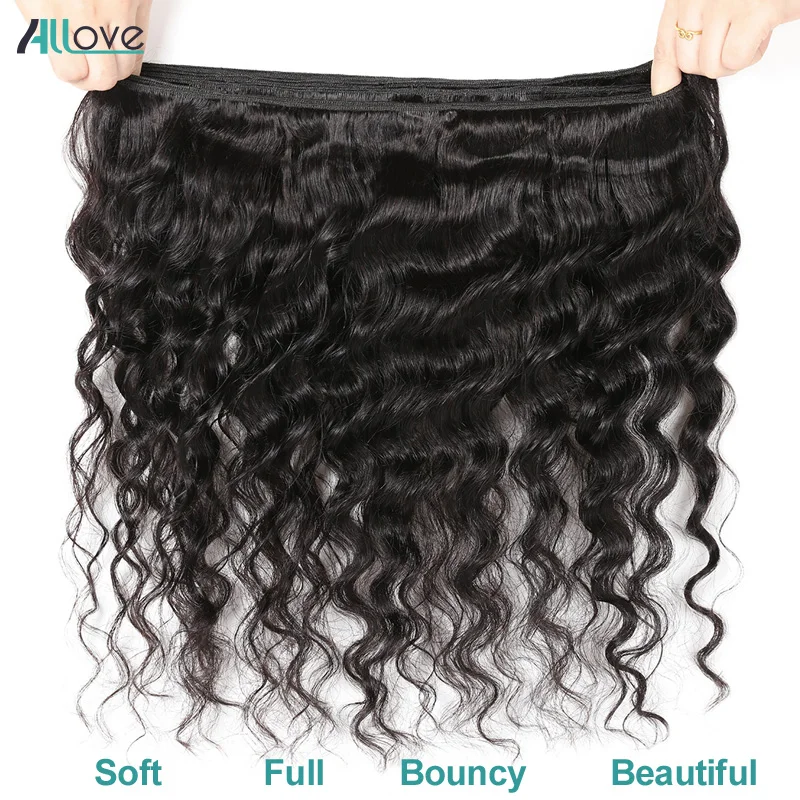  Allove Loose Deep Wave Bundles with Closure Peruvian Hair Bundles with Closure Non Remy 100% Human 