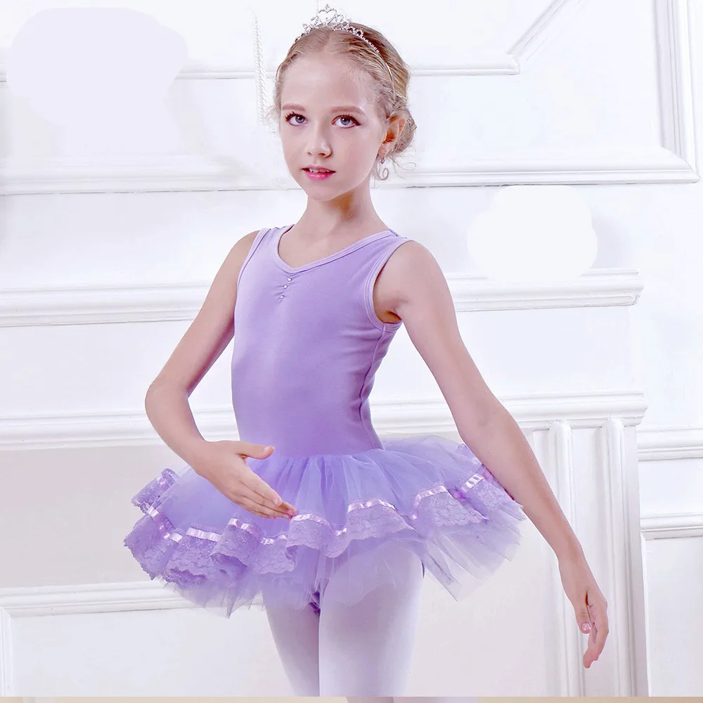 Gymnastic dress kinder ballett dress mädchen ballett tänzerin kostüm rosa blau lila ballerina
