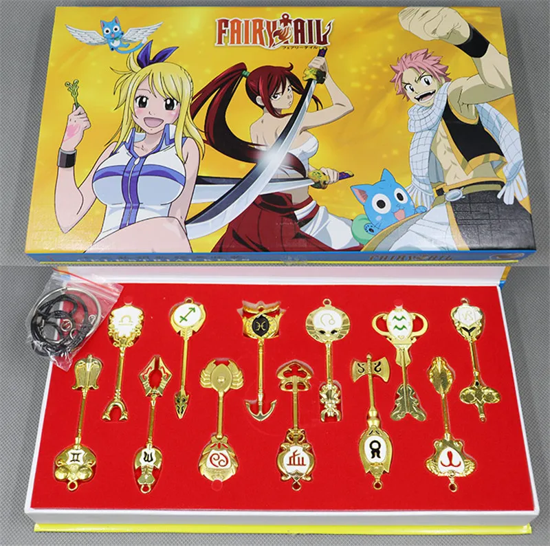 12 Pcs Fairy Tail Lucy Keys Set Aries Taurus Gemini Keychains Anime Cosplay Necklace Pendant 9cm Celestrial Toy Fairy Tail Tail Fairyari Gold Aliexpress