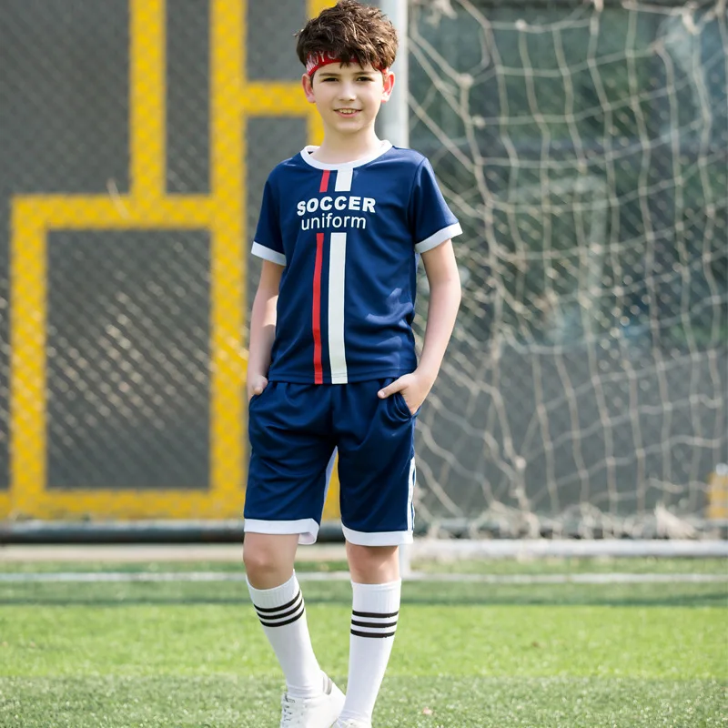 

8-19T Boys Clothes Summer Clothing Set Football Uniform 2019 New Children Students Training suit Sportswear Quick-drying Suit
