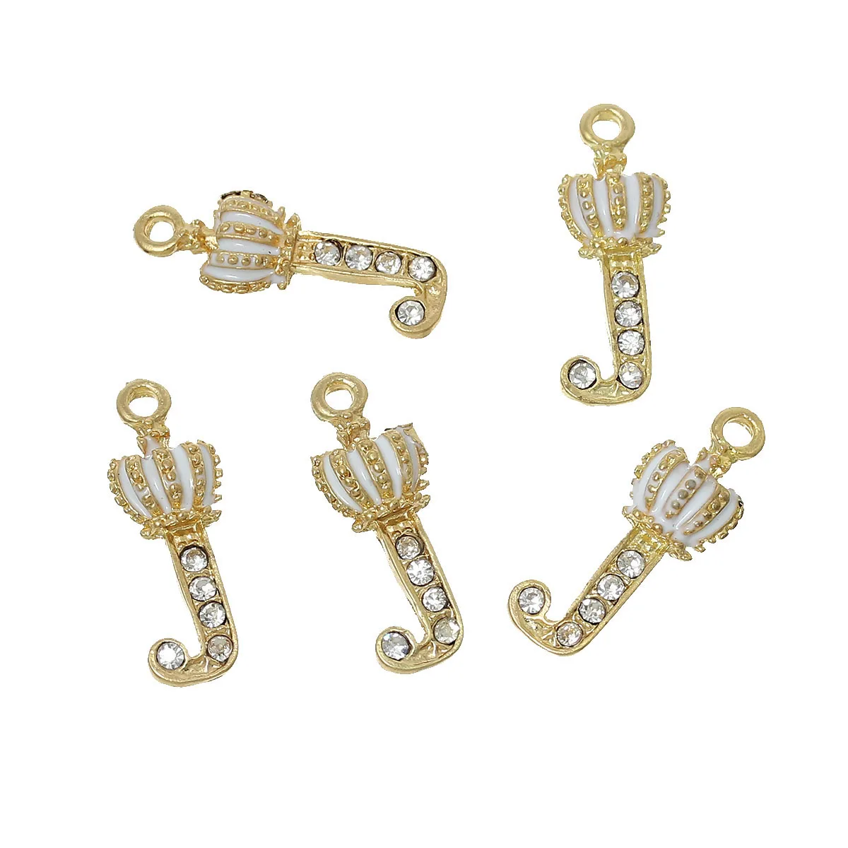 DoreenBeads Zinc metal alloy Charm Pendants Letter Gold Color White