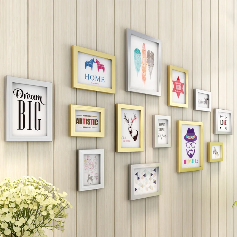 13pcs Set Quality Photo Frame Nordic Style Decoration Wall Gold
