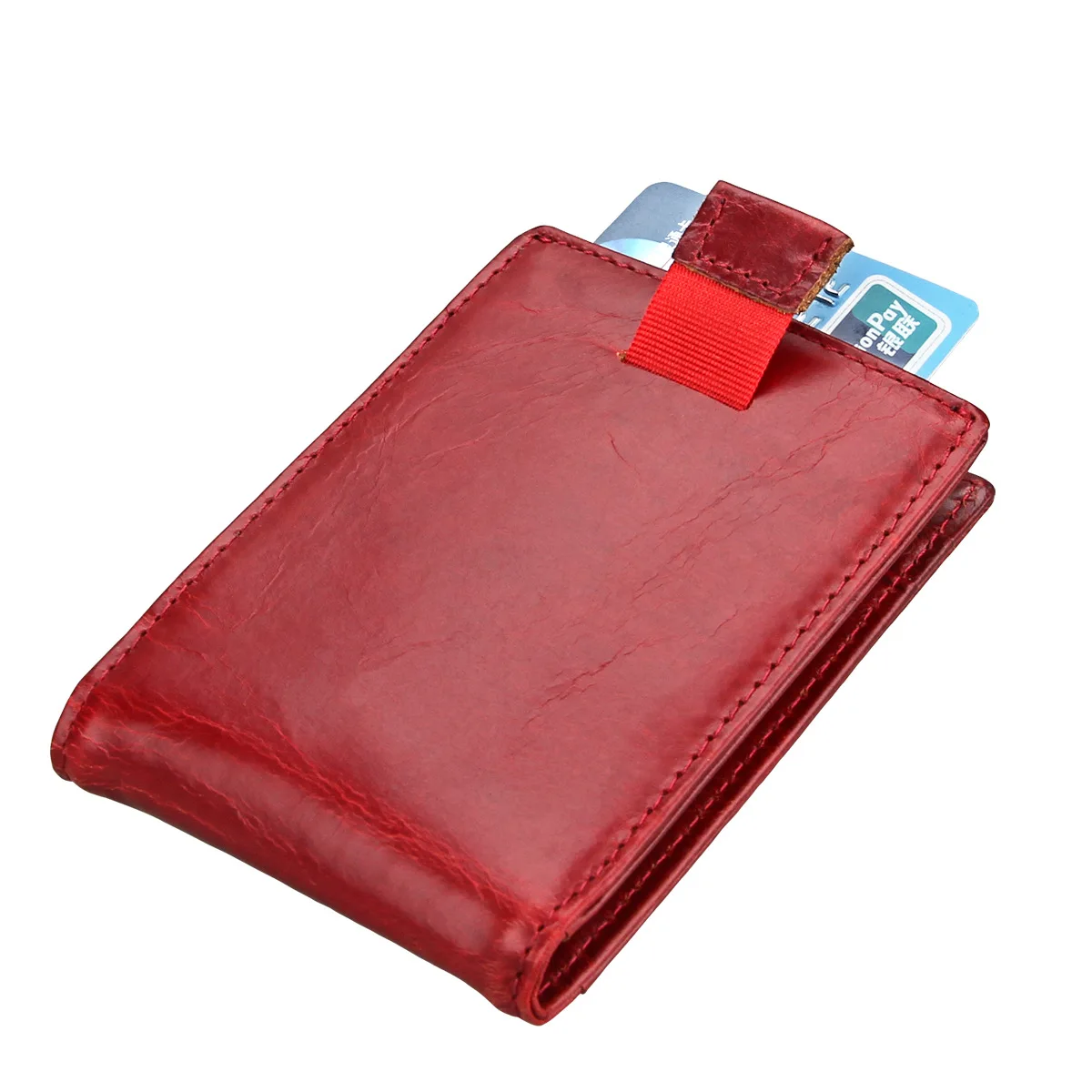 Натуральная кожа RFID зажим для денег бренд для мужчин женщин двойной мужской кошелек бумажник женский зажим для купюр Cilp - Цвет: Красный