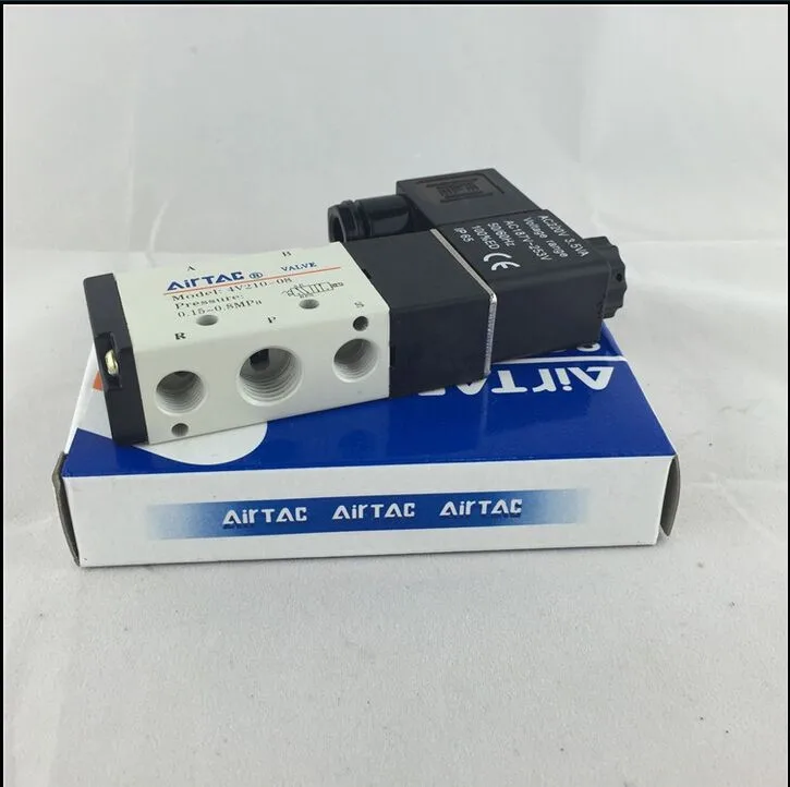 5 Путь 2 Позиция Airtac Электрический электромагнитный Клапан Клапаны 4V210-08 AC 220 В 1." Порты и разъёмы Размеры
