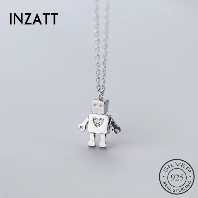 

INZATT Real 925 Sterling Silver Zircon Heart Pendant Necklace For Fashion Women Party Fine Jewelry Hiphop Accessories 2019 Gift