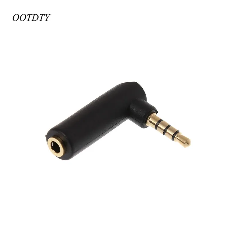 

OOTDTY Gold-plated Connector 3.5 Right Angle Female to 3.5mm Male 4-pole Audio Plug L Stereo Plug Shape Plug Adapter Connector