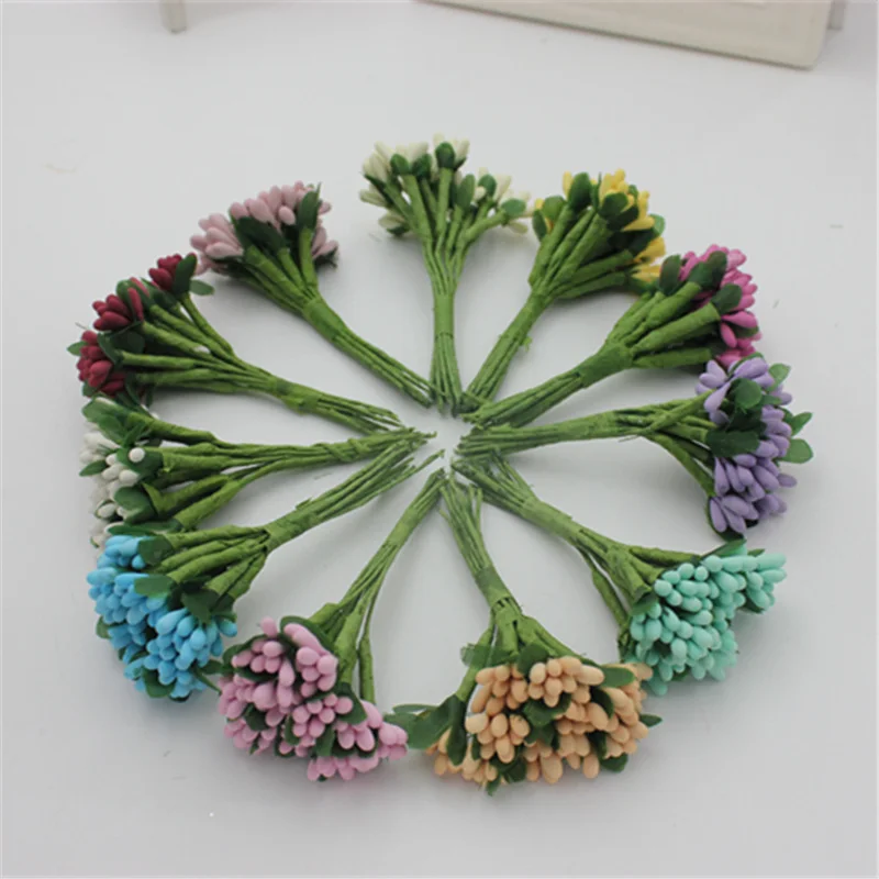 

1 bunch of 12 new Korean pink star spike flower rosette simulation small berry bouquet wedding handmade decoration material