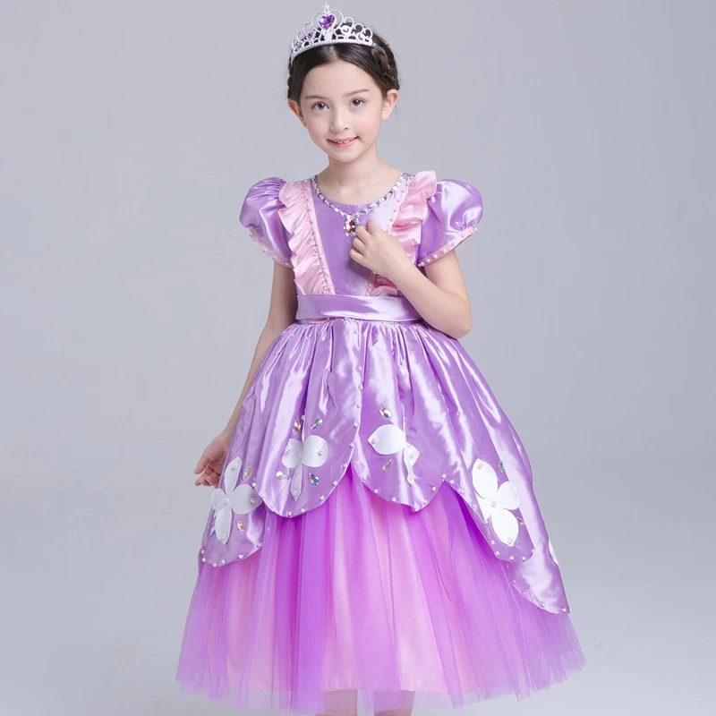 

New Kids Girls Sofia Princess Dress Girls Dresses Children Halloween Cosplay Performance Costumes Girls Christmas Clothing 2017