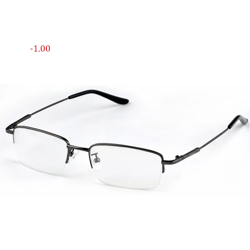 Очки близорукость, супер светильник, металлическая оправа с памятью, полустильные очки для чтения, близорукие очки для близорукости-1,0-6,0 - Цвет оправы: -1.00