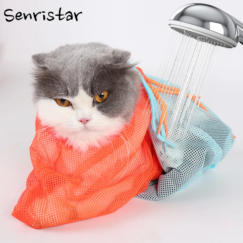 Mesh Cat Grooming Bath Bag Constraint Cats Dogs Grab Biting Adjustable