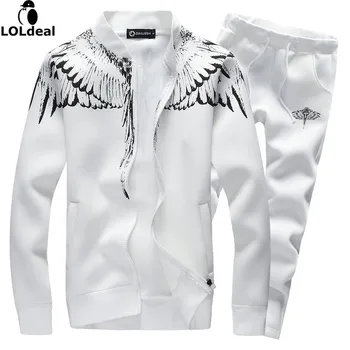 

Loldeal Mens wear Fashion Tracksuit Casual SportSuit Mens Spring/Autumn Hoodies/Sweatshirts Coat+Pant Tracksuit