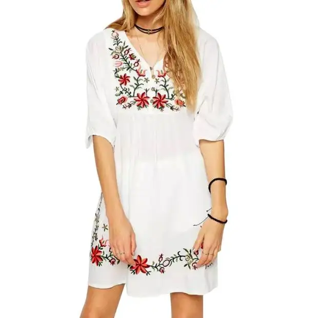 

SAGACE 2019 Sexy Women Dress Mexican Ethnic Embroidered Pessant Hippie Ladies Dress female Gypsy Bohemia Mini Dress Women new